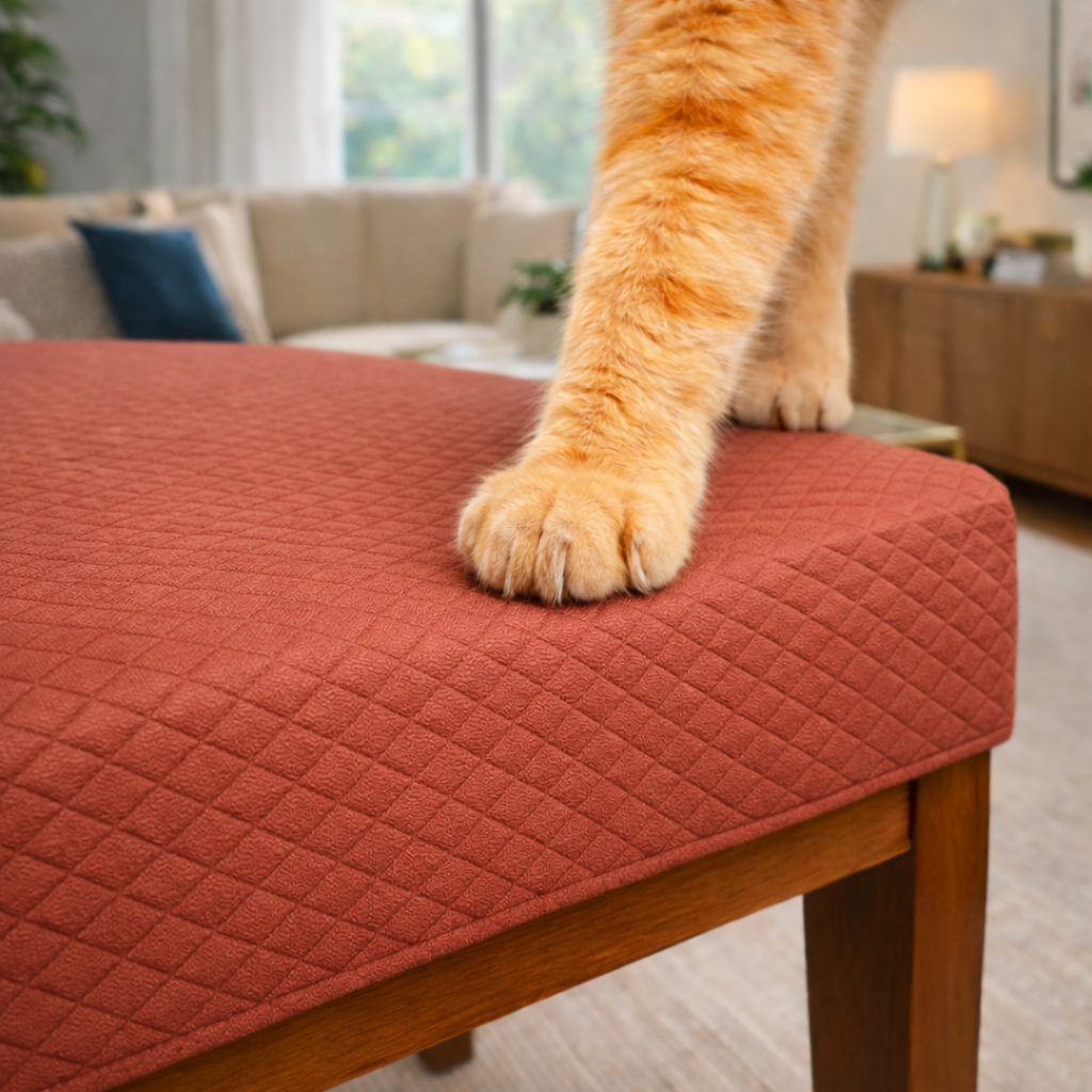 Capa de Cadeira Resistente à Gato em Matelassê - Marrom