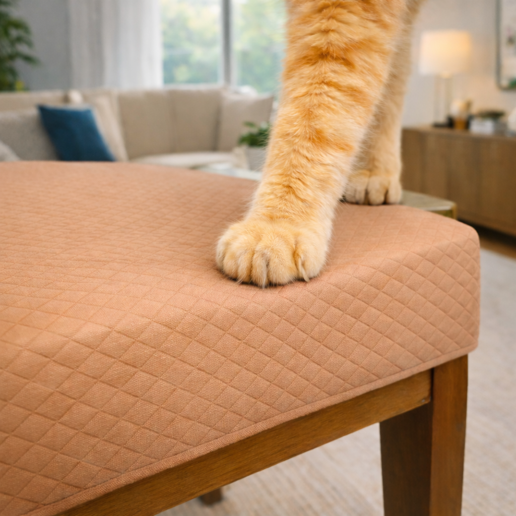 Capa de Cadeira Resistente à Gato em Matelassê - Bege