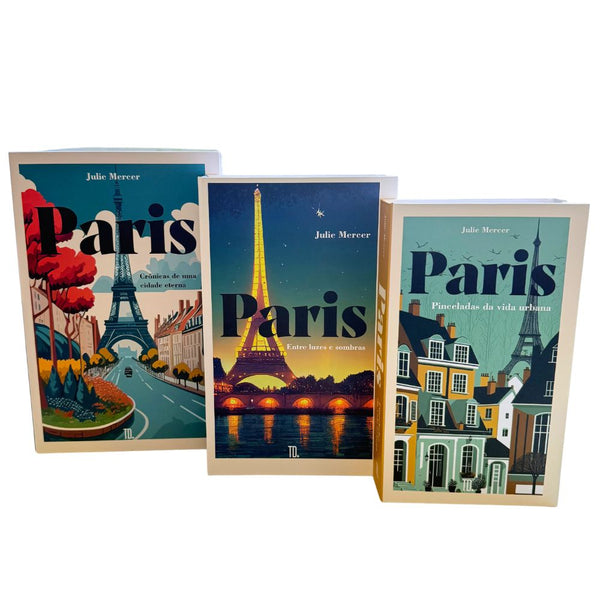 Kit 3un Caixa Porta Objeto Livro Fake Decorativo - Cidade Eterna
