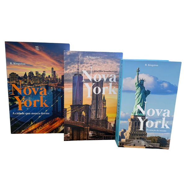 Kit 3un Caixa Porta Objeto Livro Fake Decorativo - Cidade que não Dorme