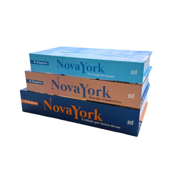 Kit 3un Caixa Porta Objeto Livro Fake Decorativo - Cidade que não Dorme
