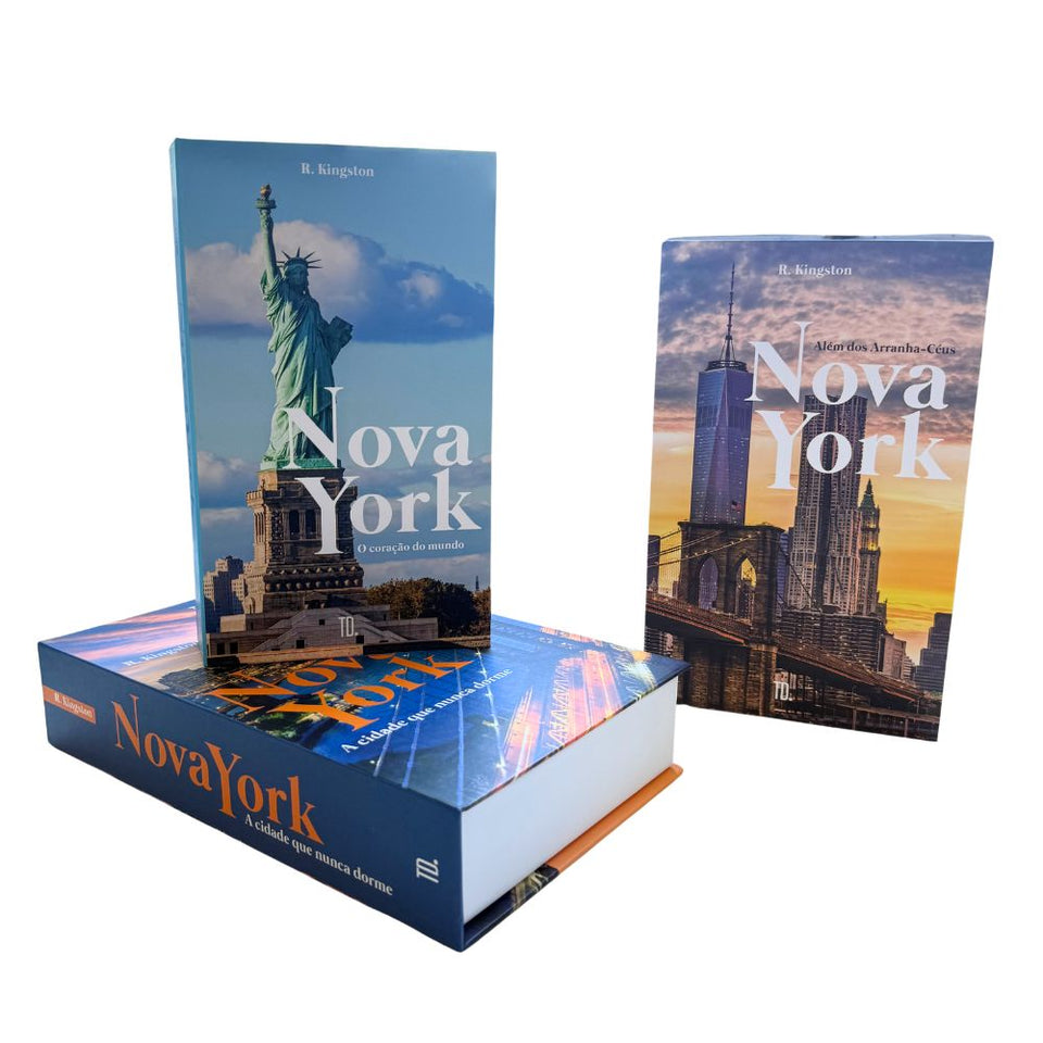 Kit 3un Caixa Porta Objeto Livro Fake Decorativo - Cidade que não Dorme
