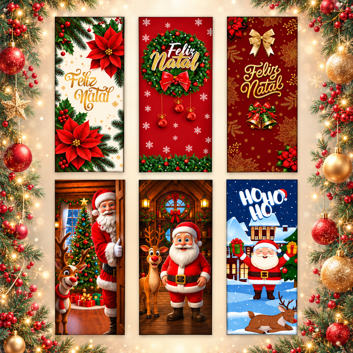 Capa de Porta Natalina Decorativa Com Elástico 0,85x2,10 - Várias Estampas