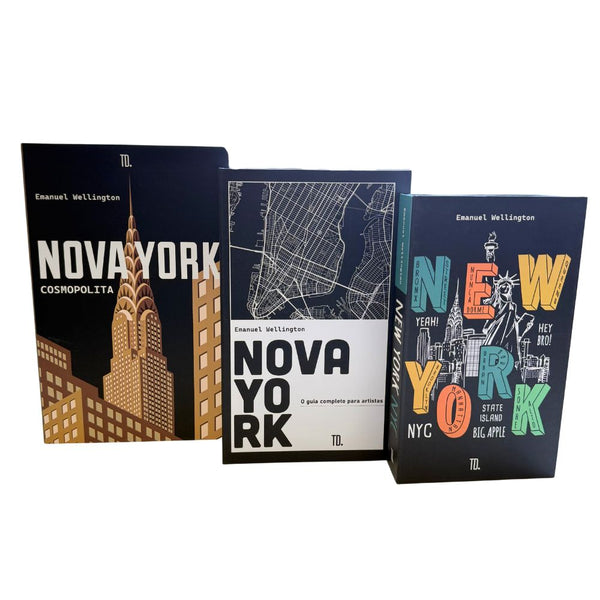 Kit 3un Caixa Porta Objeto Livro Fake Decorativo - Cosmopolita