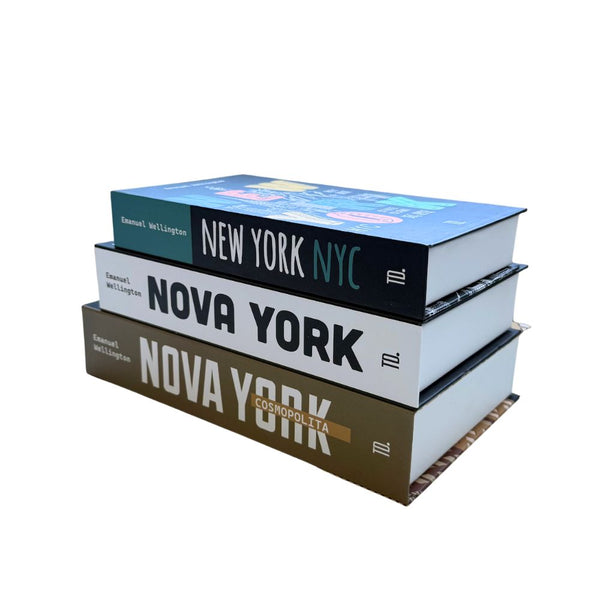 Kit 3un Caixa Porta Objeto Livro Fake Decorativo - Cosmopolita