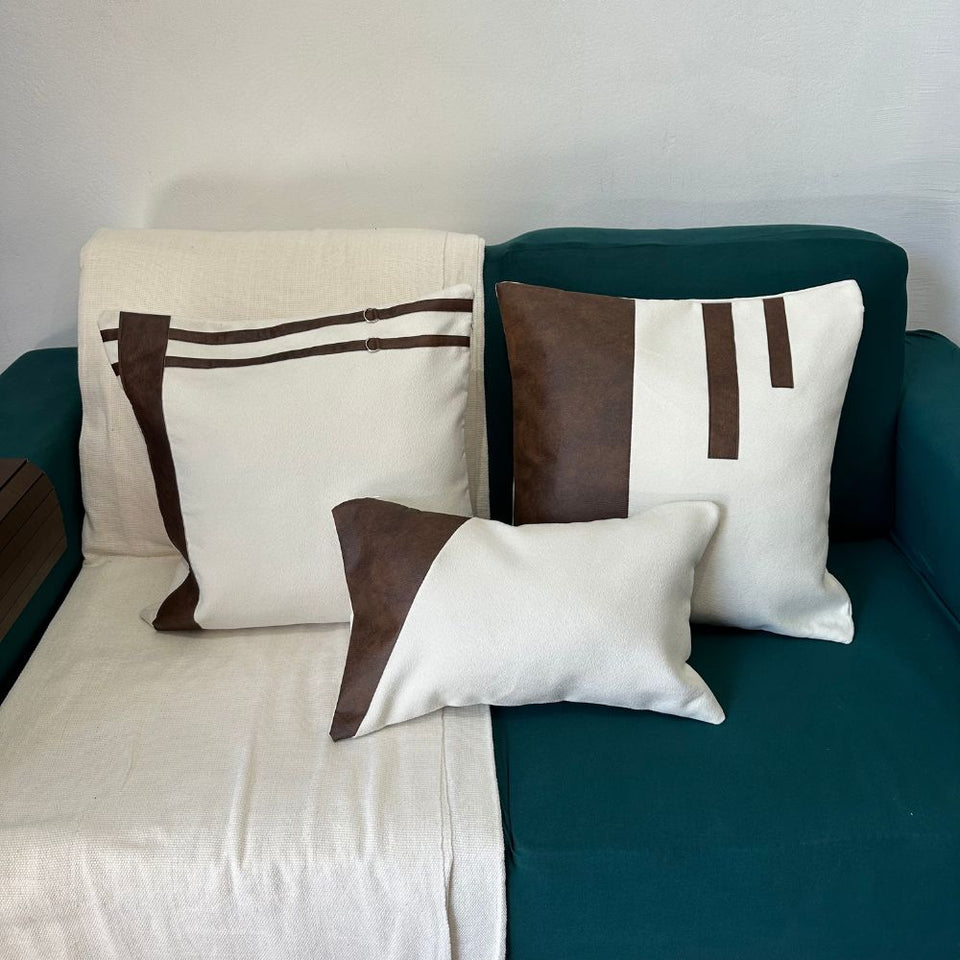 Kit 3 Capas de Almofada Couro Marrom 50cm x 50cm
