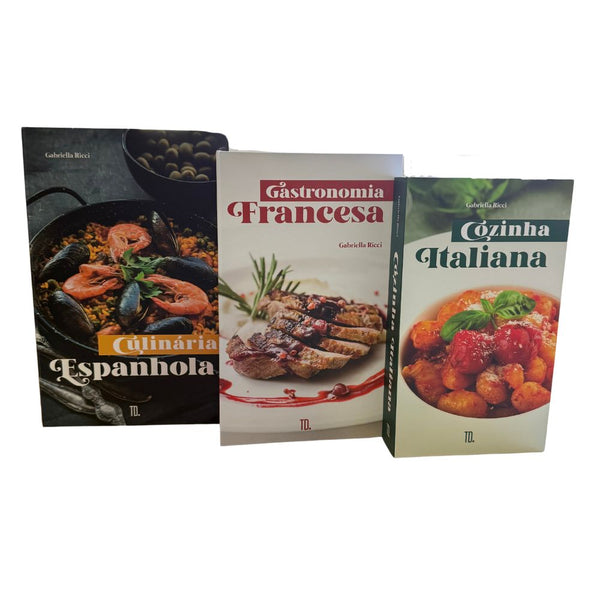 Kit 3un Caixa Porta Objeto Livro Fake Decorativo - Culinária
