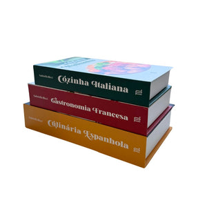 Kit 3un Caixa Porta Objeto Livro Fake Decorativo - Culinária
