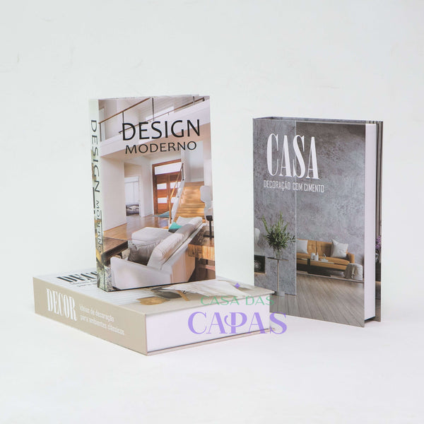 Kit 3un Caixa Porta Objeto Livro Fake Decorativo -Decor