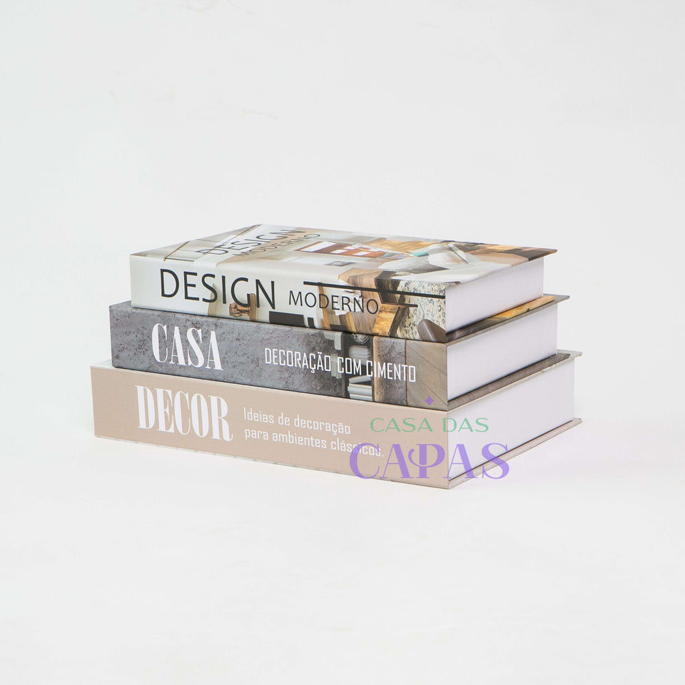 Kit 3un Caixa Porta Objeto Livro Fake Decorativo -Decor