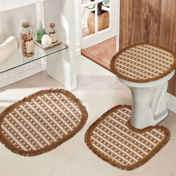 Kit Tapete de Banheiro 3 Peças - Egito Caramelo