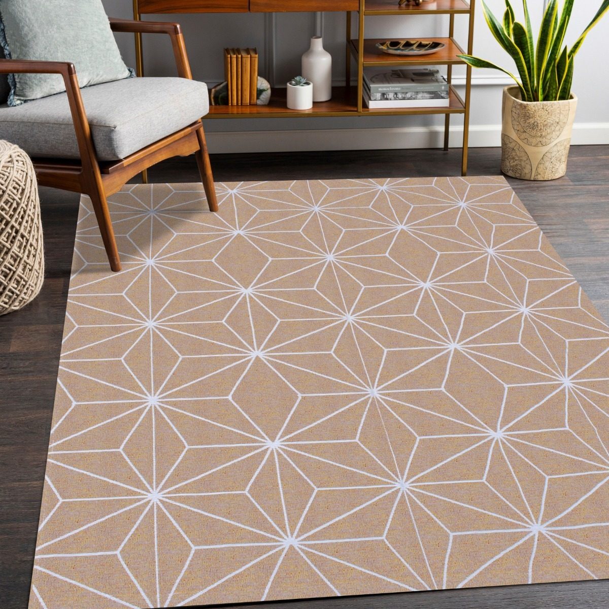 Tapete Stella AntiDerrapante - Bege/Branco casadas-capas