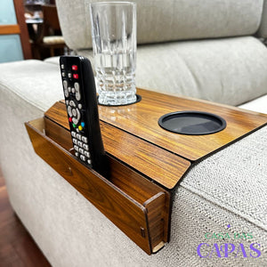 Suporte Porta Copos Com Porta Controle Braço Sofá