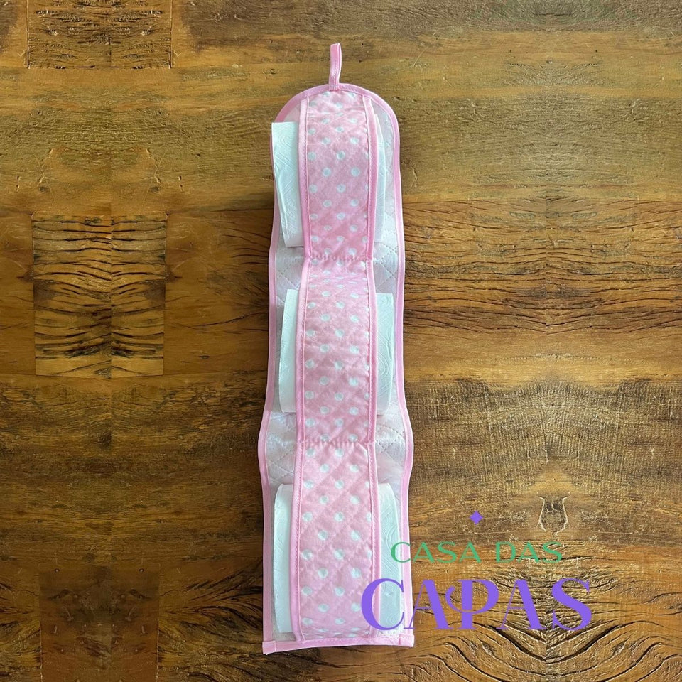 Porta Papel Higiênico em Tecido- Florido Rosa Bebê