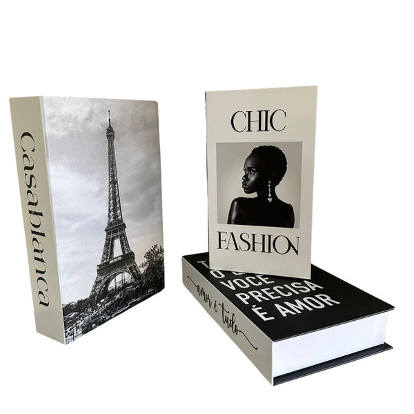 Conjunto Caixa Porta Objetos/Livro Decorativa Luxo - Casablanca
