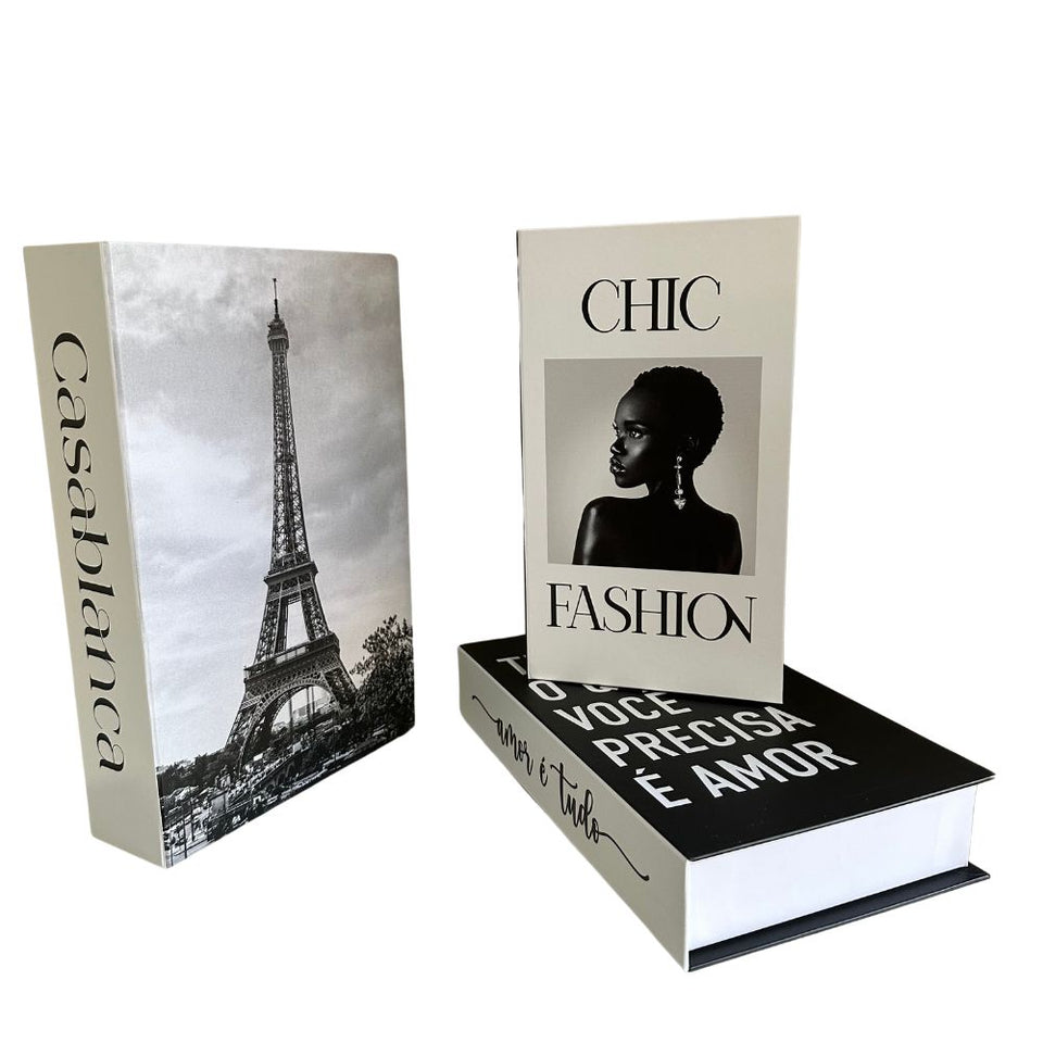 Conjunto Caixa Porta Objetos/Livro Decorativa Luxo - Casablanca