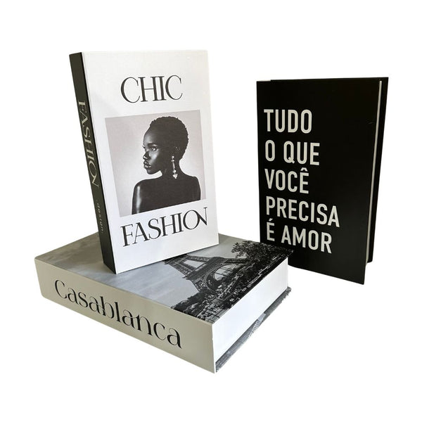 Conjunto Caixa Porta Objetos/Livro Decorativa Luxo - Casablanca