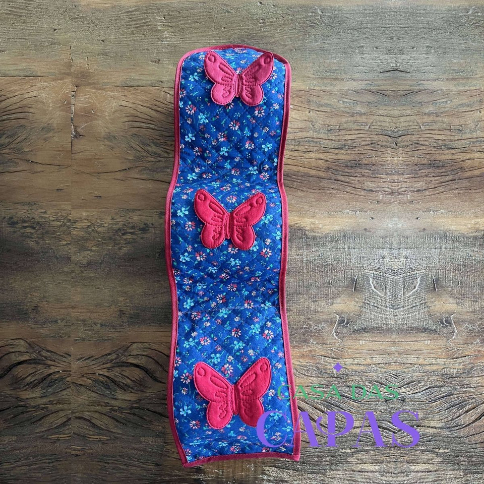 Porta Papel Higiênico em Tecido- Florido Azul Marinho