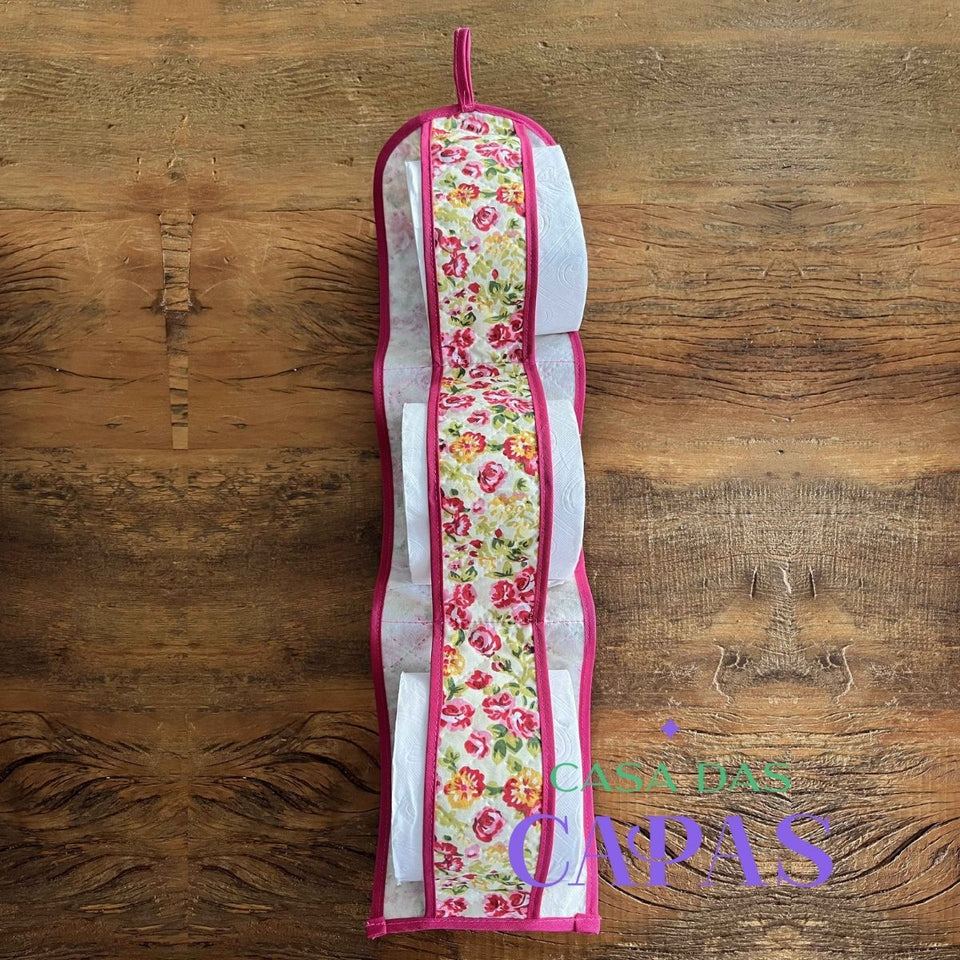 Porta Papel Higiênico em Tecido- Florido Rosa Pink