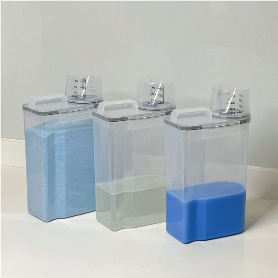 Kit 3 Potes Herméticos Porta Mantimentos com Copo Medidor de Plástico 2L+ Cartela Adesivos