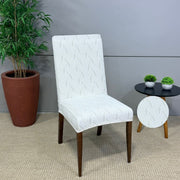 Capa de Cadeira Suede Jacquard Alto Relevo Entrelaços - Off White
