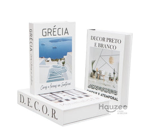 Kit 3un Caixa Porta Objeto Livro Fake Decorativo - Grécia