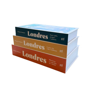 Kit 3un Caixa Porta Objeto Livro Fake Decorativo - Londres