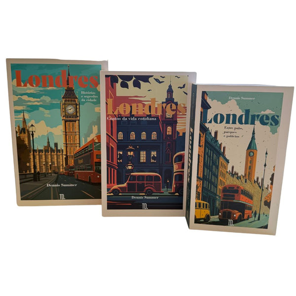 Kit 3un Caixa Porta Objeto Livro Fake Decorativo - Londres