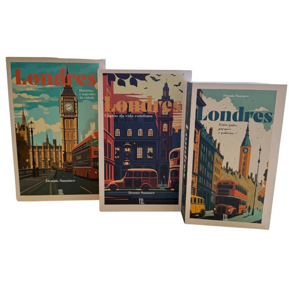 Kit 3un Caixa Porta Objeto Livro Fake Decorativo - Londres