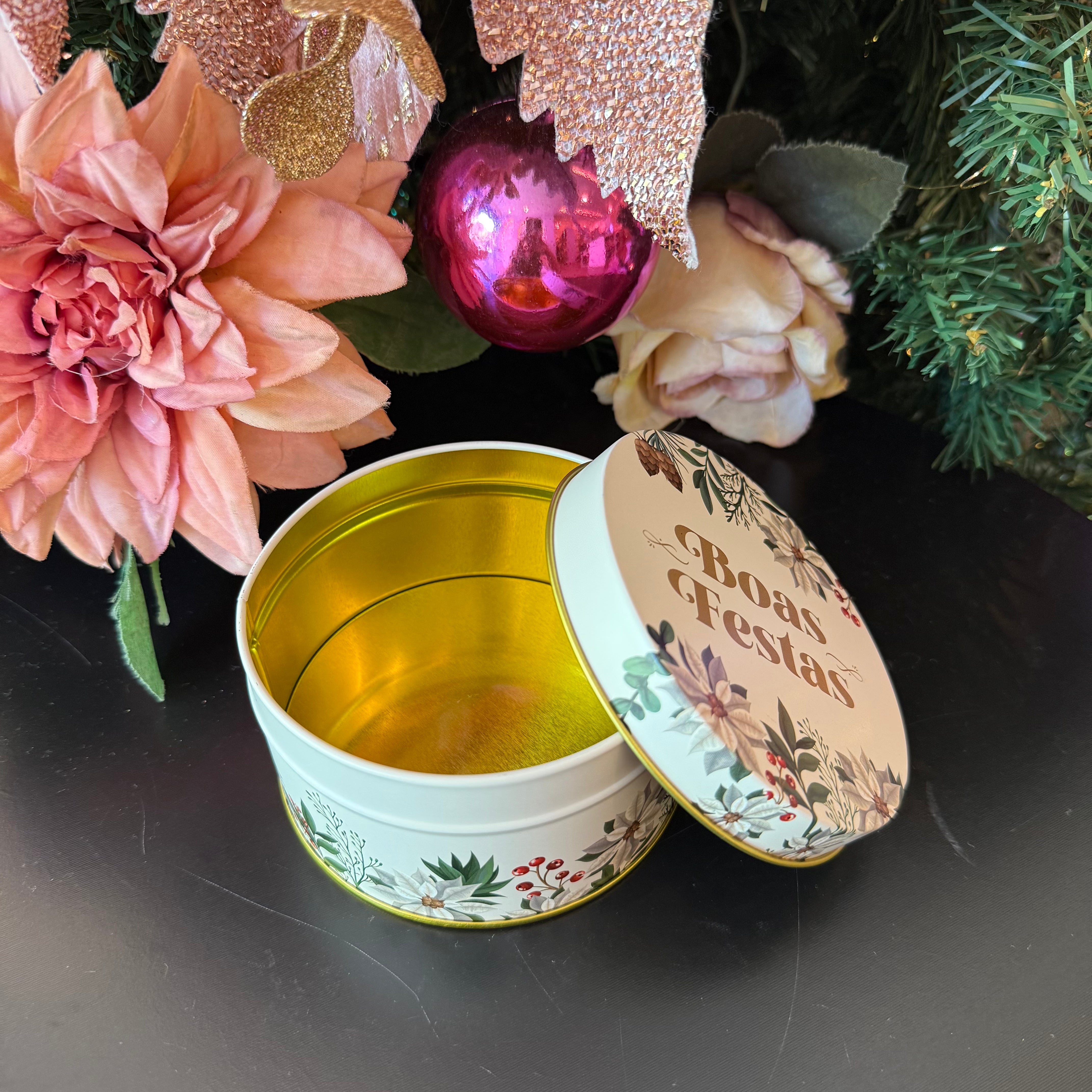 Lata Decorativa Redonda Natalina - Várias Estampas