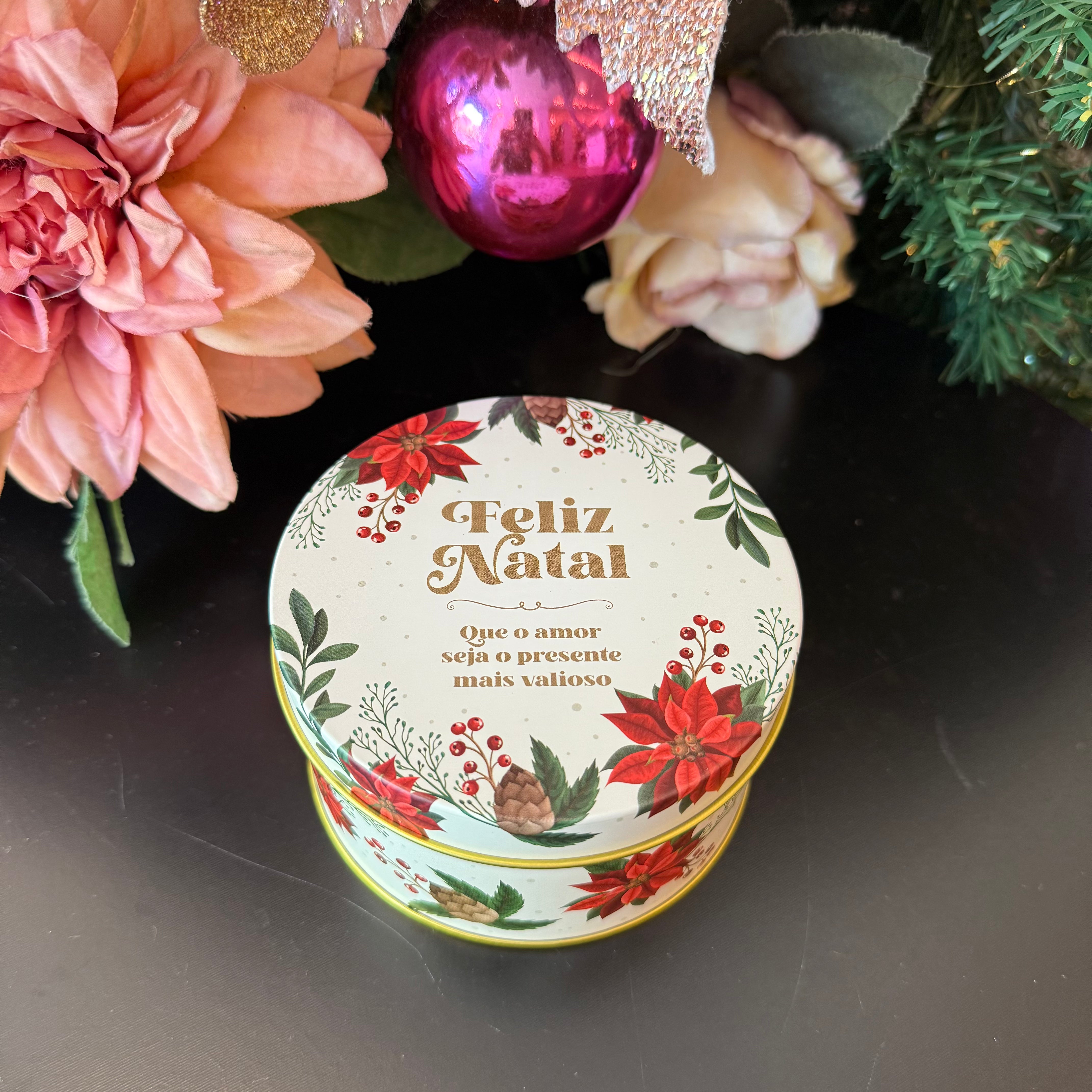 Lata Decorativa Redonda Natalina - Várias Estampas