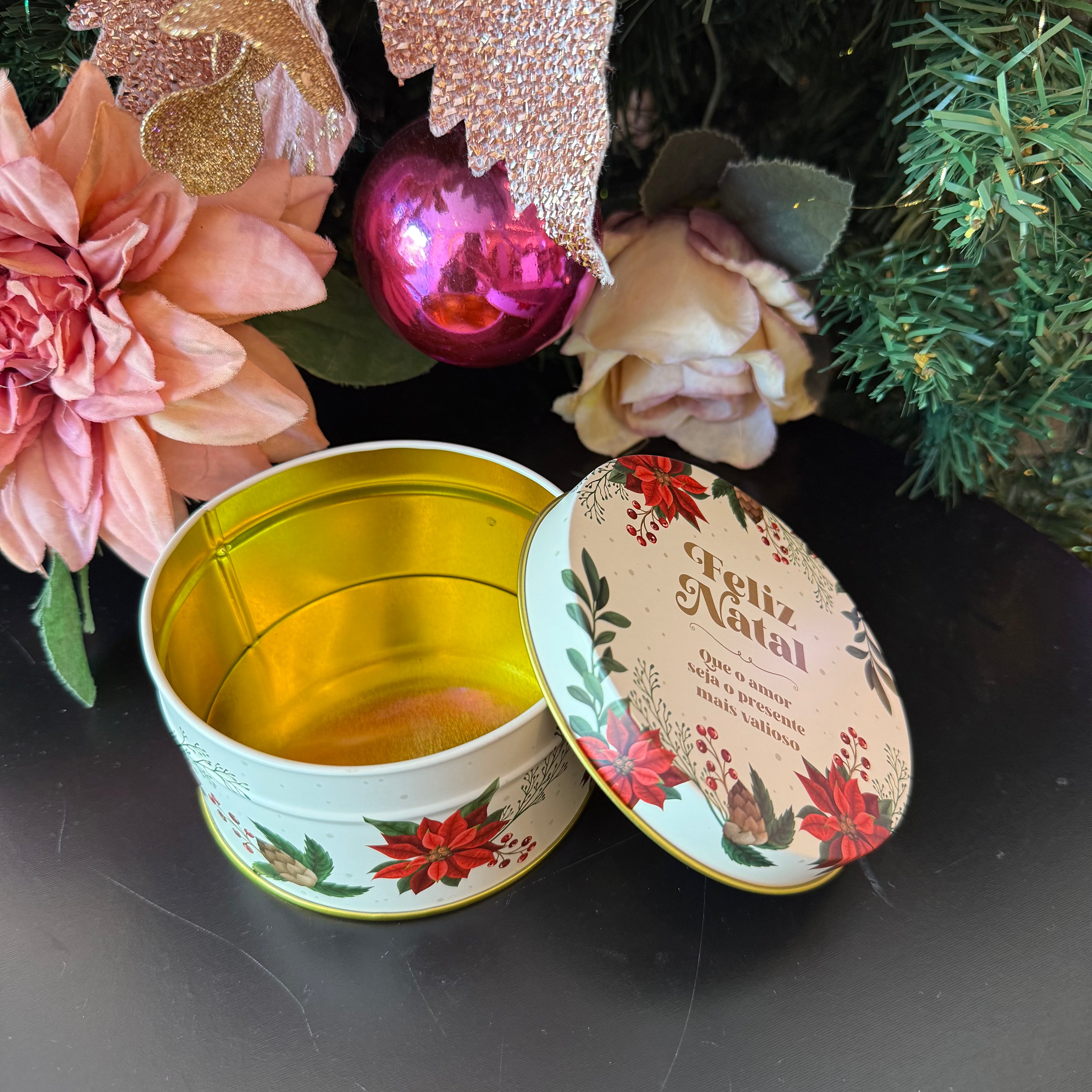 Lata Decorativa Redonda Natalina - Várias Estampas