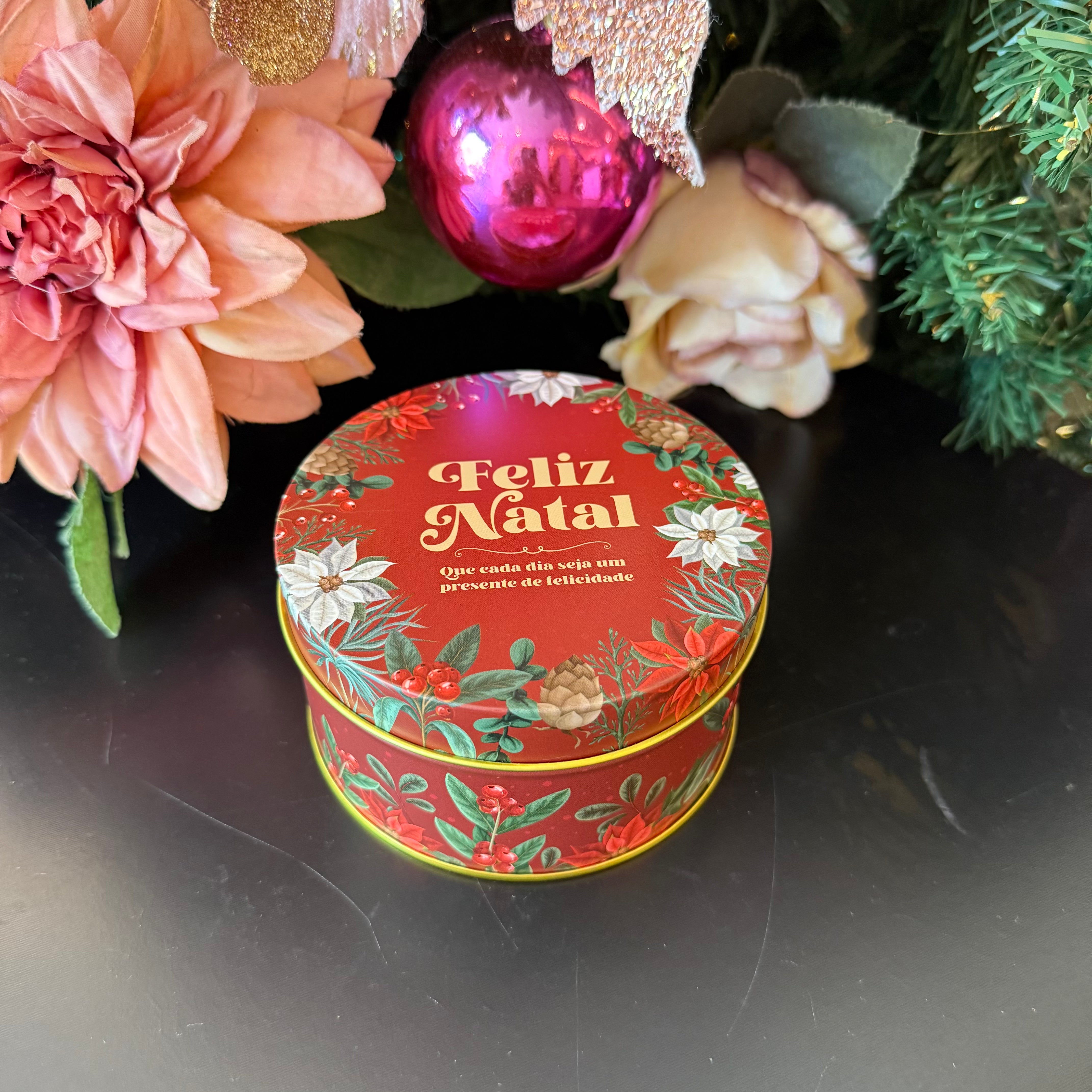 Lata Decorativa Redonda Natalina - Várias Estampas
