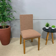 Capa de Cadeira Alto Relevo Linhas Geométrico Soft- Marrom