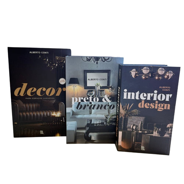 Kit 3un Caixa Porta Objeto Livro Fake Decorativo - Interior Design