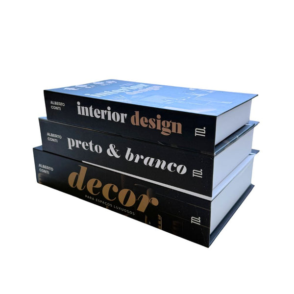 Kit 3un Caixa Porta Objeto Livro Fake Decorativo - Interior Design