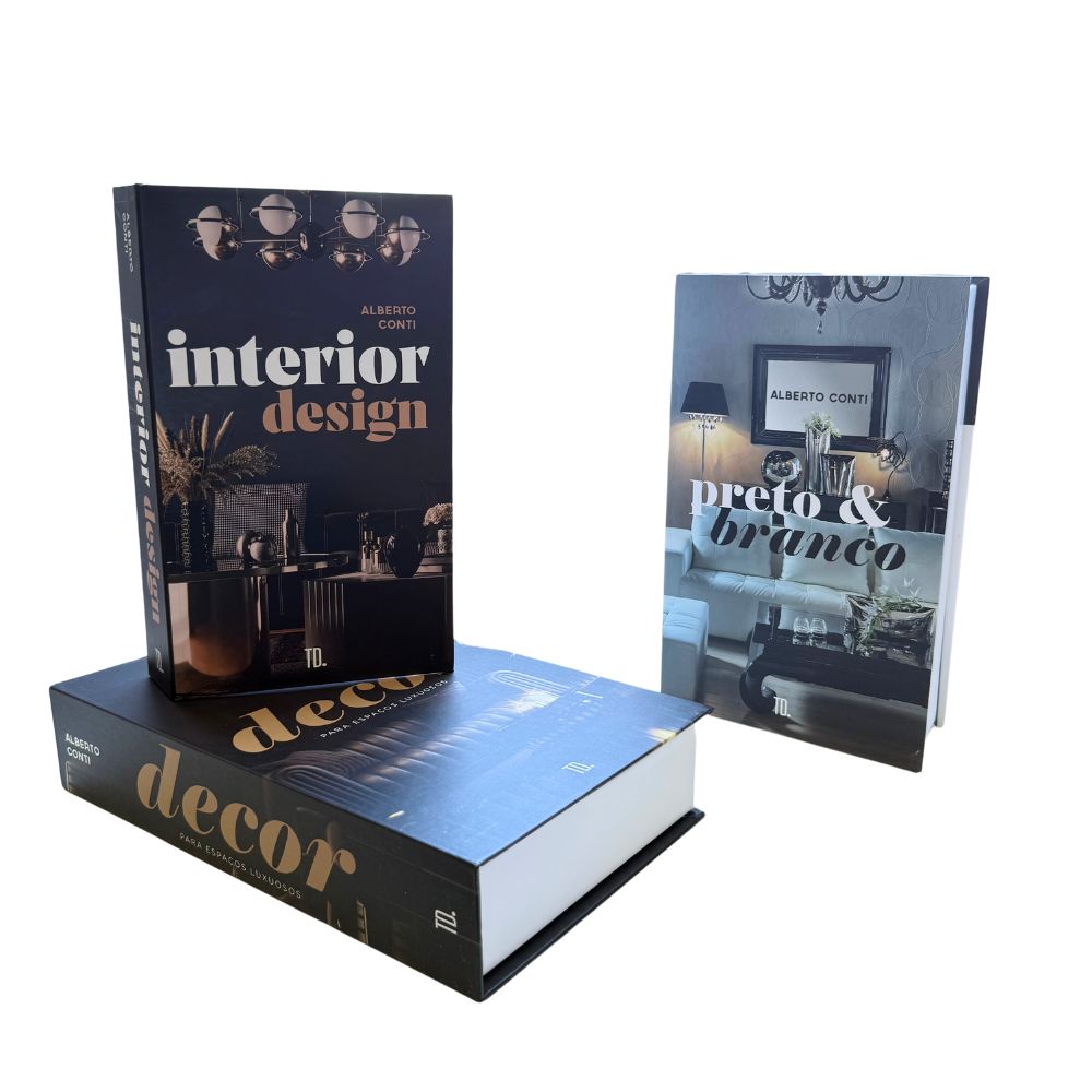 Kit 3un Caixa Porta Objeto Livro Fake Decorativo - Interior Design