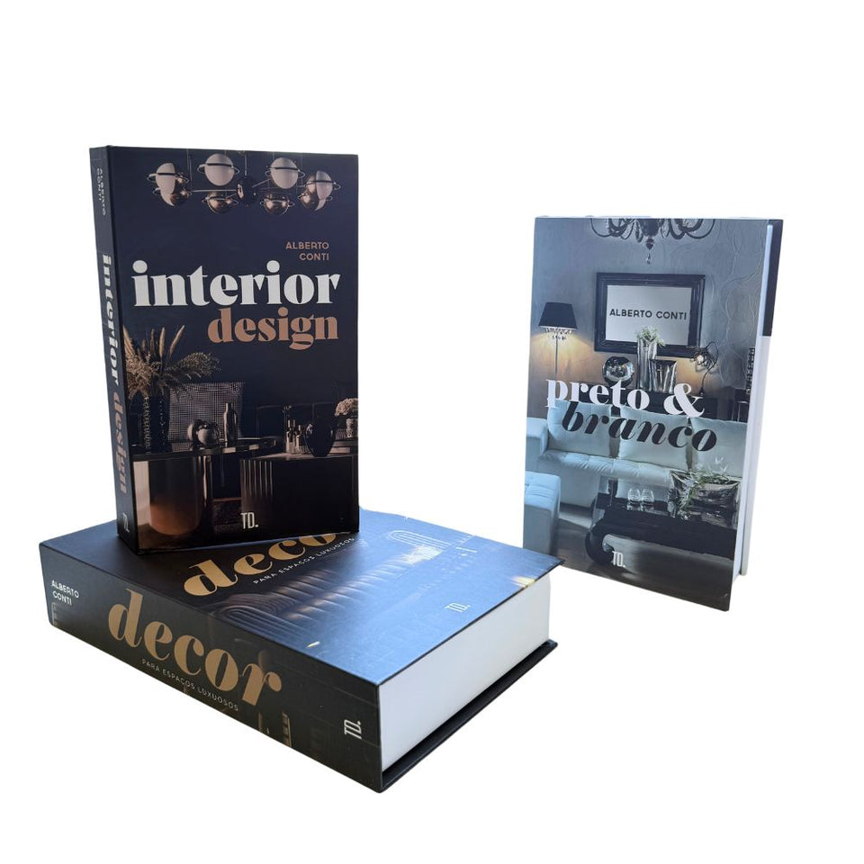 Kit 3un Caixa Porta Objeto Livro Fake Decorativo - Interior Design