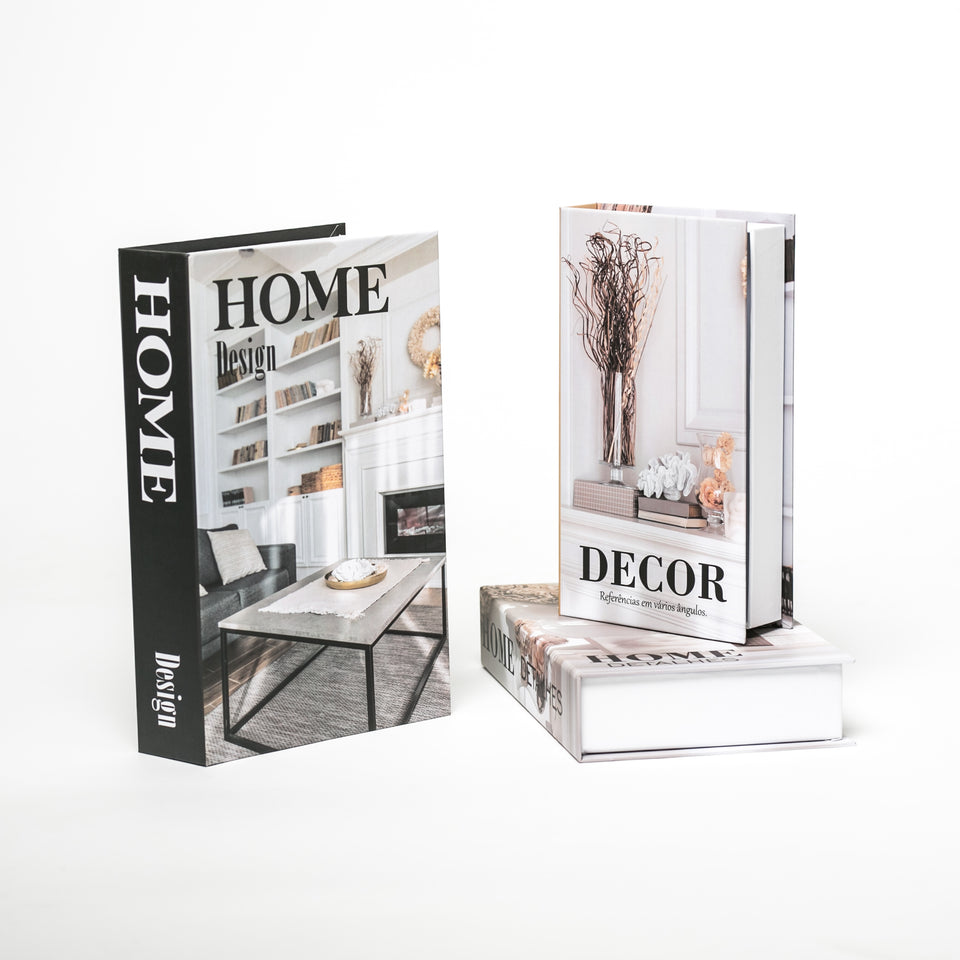 Kit 3un Caixa Porta Objeto Livro Fake Decorativo - Moderno