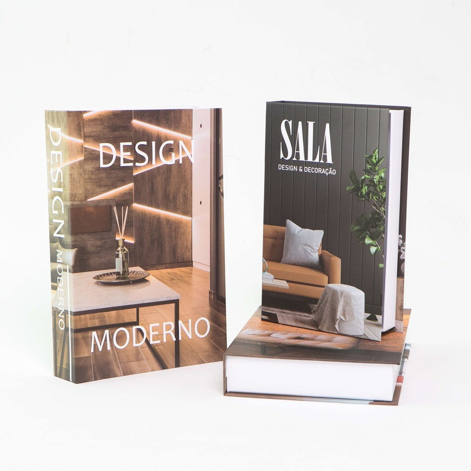 Kit 3un Caixa Porta Objeto Livro Fake Decorativo - Sala