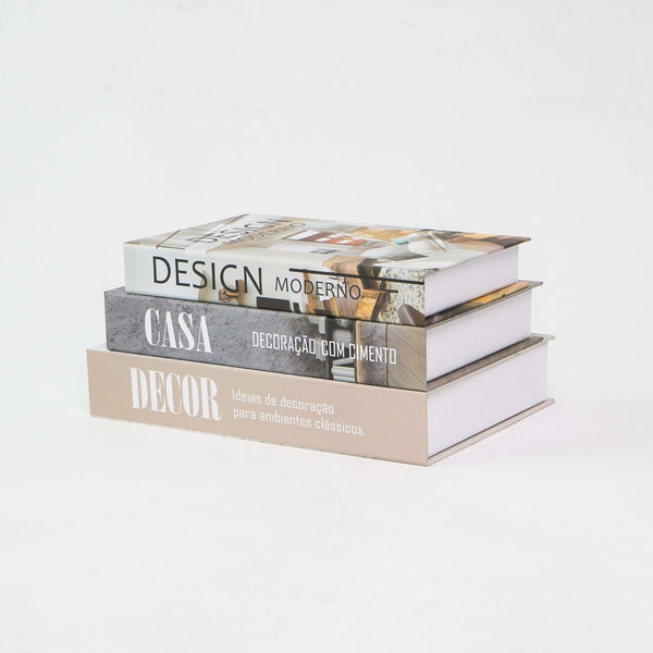 Kit 3un Caixa Porta Objeto Livro Fake Decorativo - Harmonia