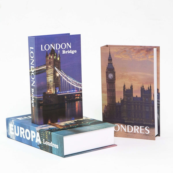 Kit 3un Caixa Porta Objeto Livro Fake Decorativo -Europa casadas-capas