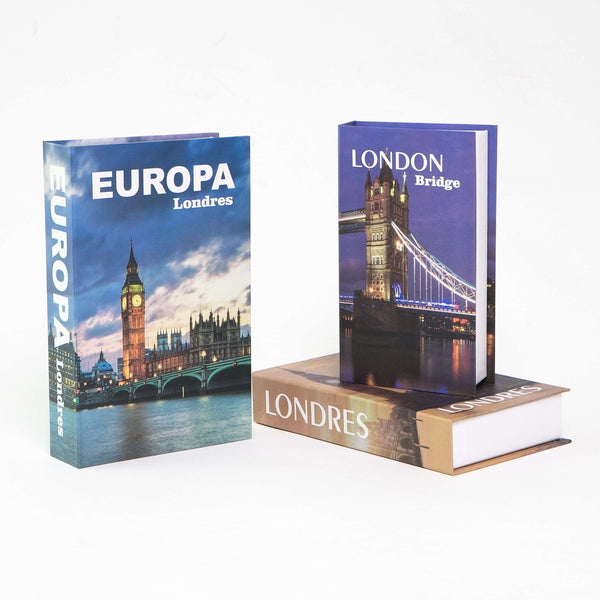 Kit 3un Caixa Porta Objeto Livro Fake Decorativo -Europa casadas-capas