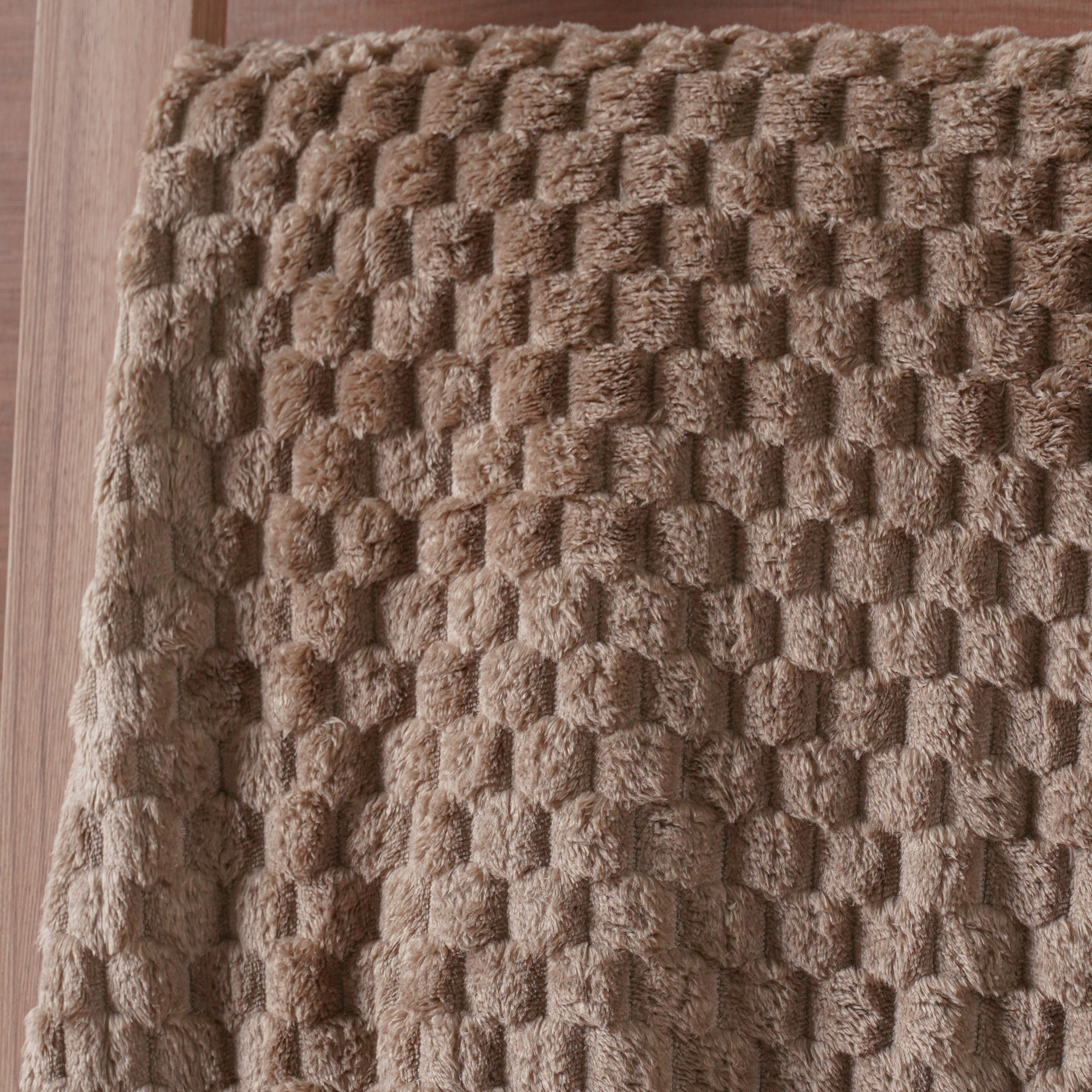 Cobertor Flannel Brushed Quadriculado - Areia Cinzenta