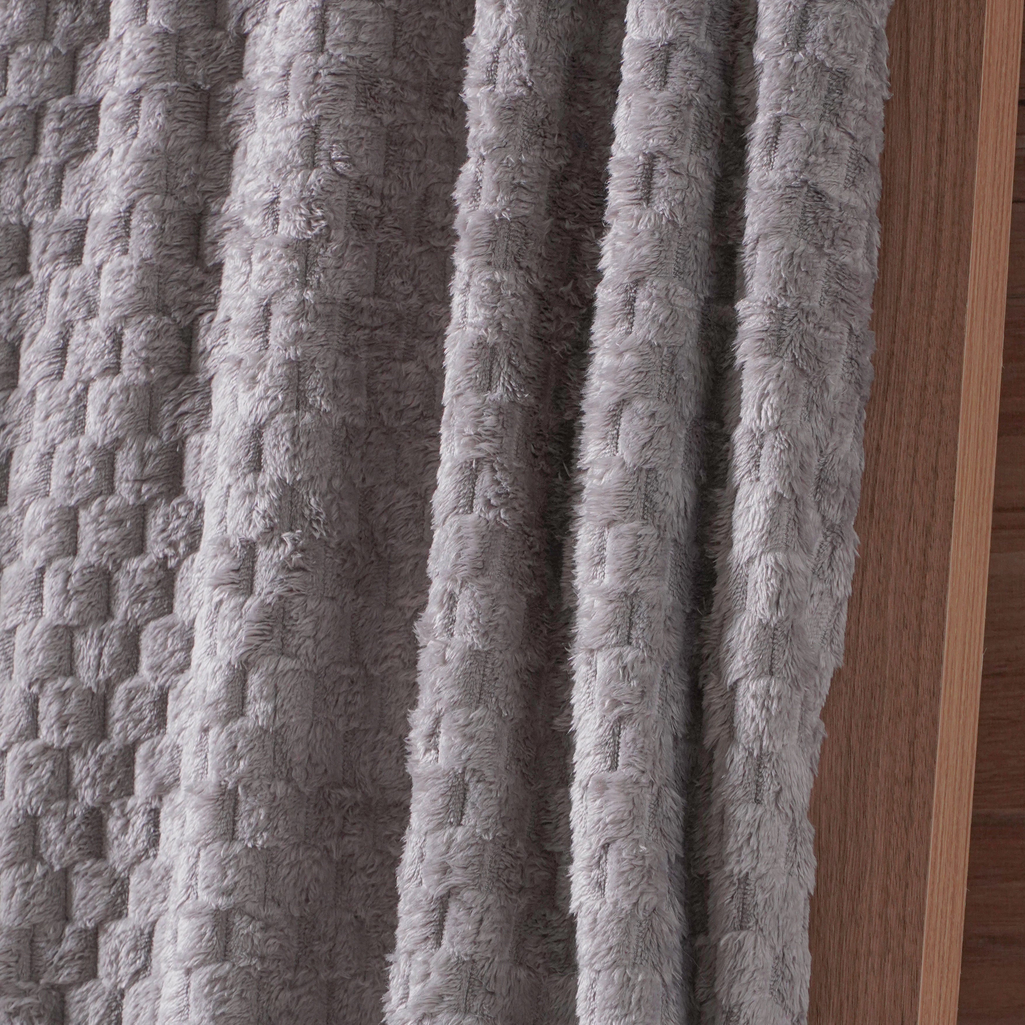 Cobertor Flannel Brushed Quadriculado - Cinza Soft