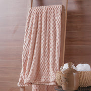 Cobertor Flannel Brushed Quadriculado - Rosa Areia