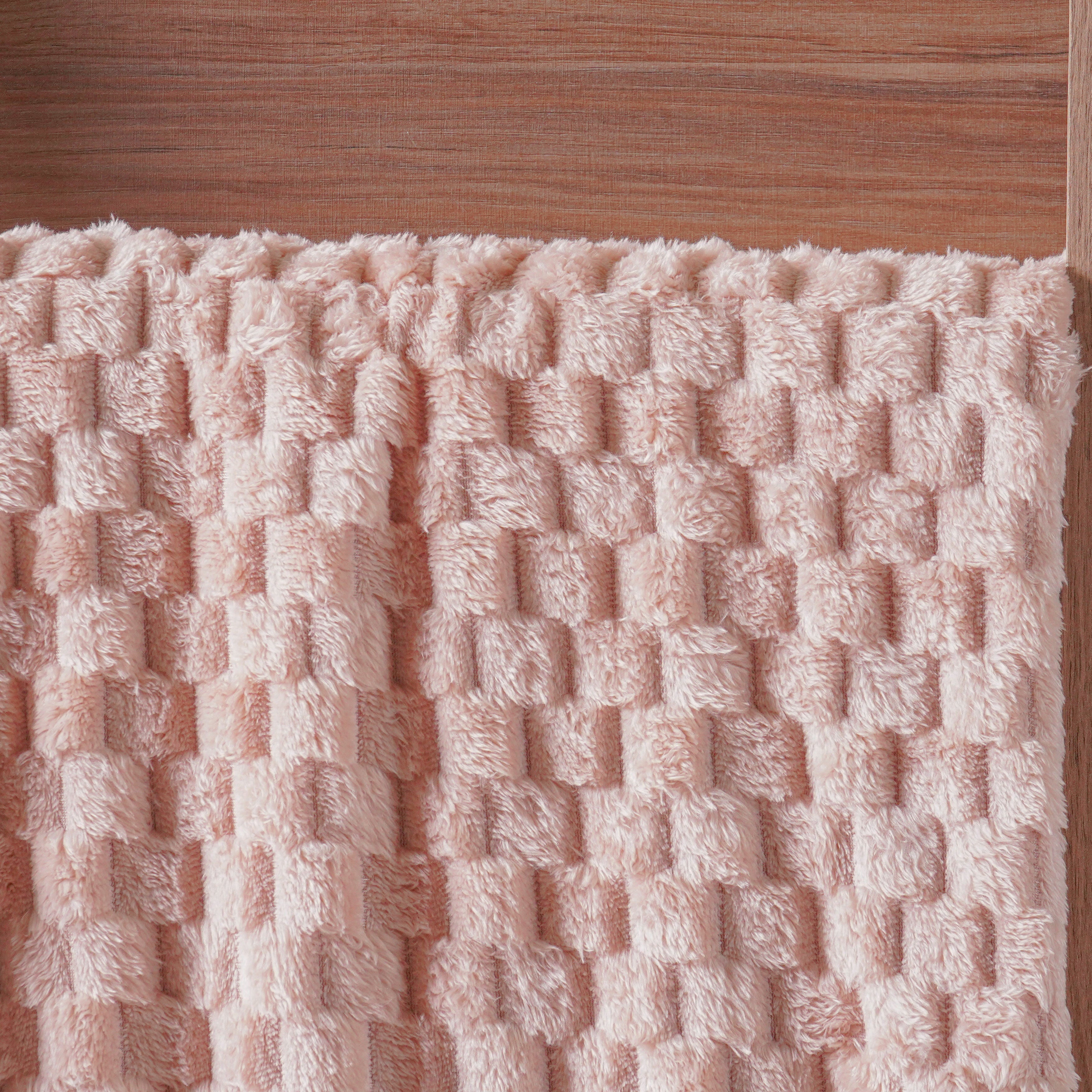 Cobertor Flannel Brushed Quadriculado - Rosa Areia