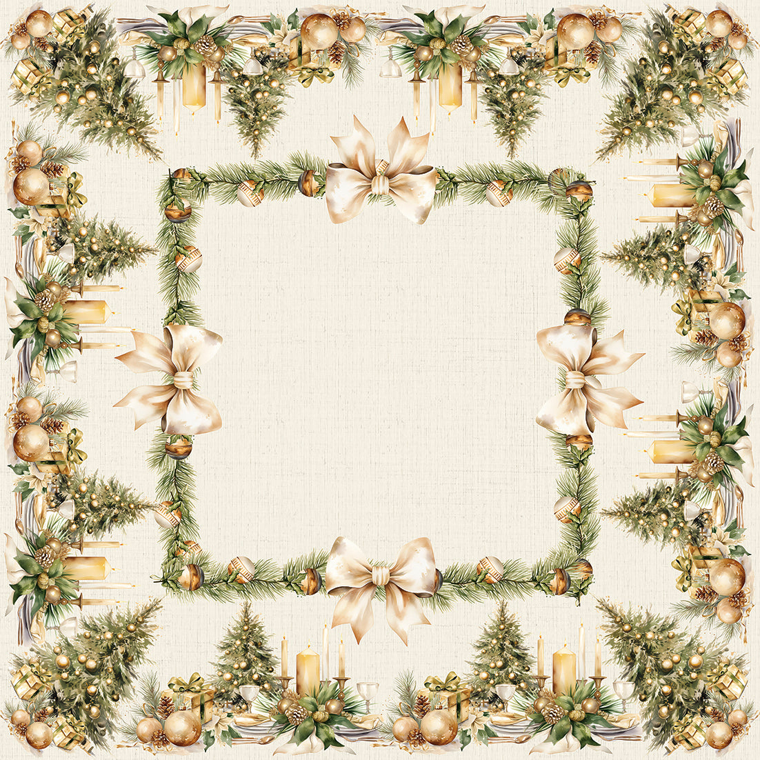 Toalha de Mesa Natalina- Boho Verde