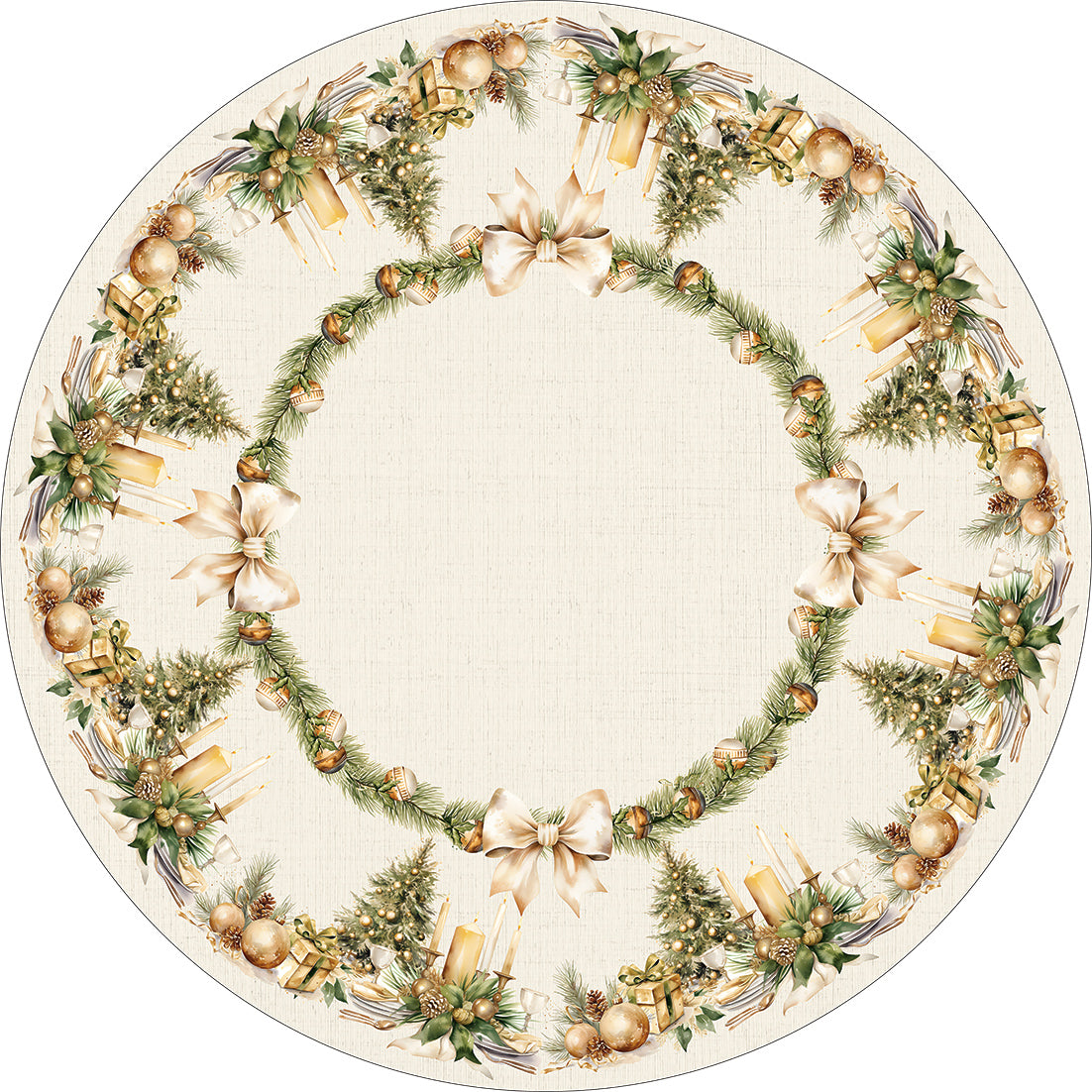 Toalha de Mesa Natalina- Boho Verde