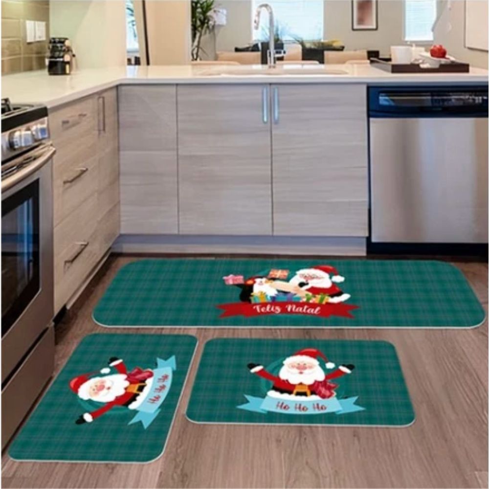 Kit Natal 4 Capas de Almofada + Kit 3 Tapetes + 1 Trilho de Mesa - Natal Xadrez